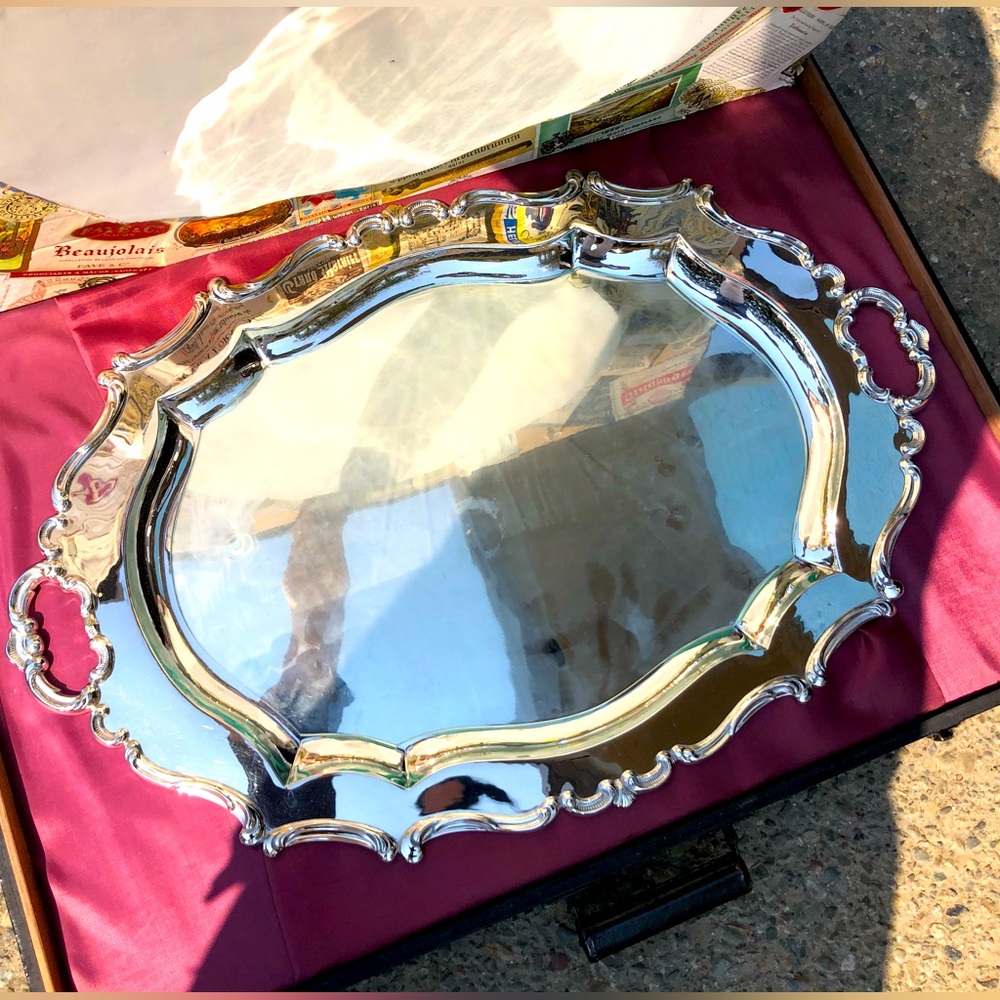 Eugen Ferner Silverplate Handwork Tray 1961 ❤️Vintage 👍Excellent condition